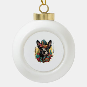 Funny French Bulldog Art  Classic T-Shirt Ceramic Ball Christmas Ornament