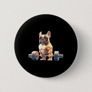 Funny French Bulldog Bodybuilding Gym Frenchie Wei 2 Inch Round Button