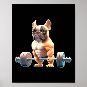 Funny French Bulldog Bodybuilding Gym Frenchie Wei Poster