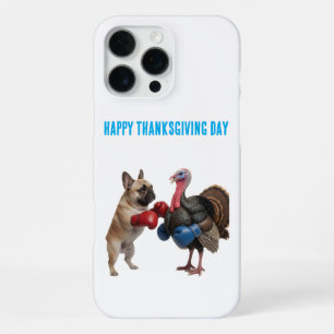 Funny French Bulldog Boxing Turkey Happy Thanksgiv iPhone 16 Pro Max Case