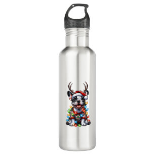 Funny French Bulldog Christmas Light Santa Hat Rei 710 Ml Water Bottle
