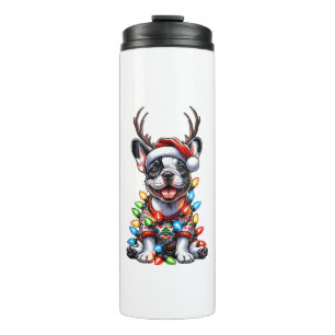 Funny French Bulldog Christmas Light Santa Hat Rei Thermal Tumbler