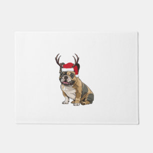 Funny French Bulldog Christmas Santa Hat Reindeer  Doormat