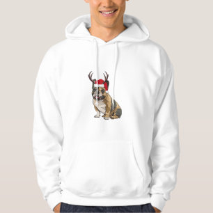 Funny French Bulldog Christmas Santa Hat Reindeer Hoodie