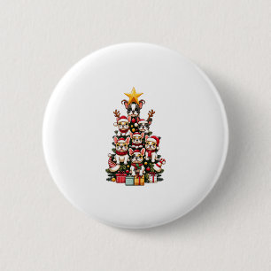 Funny French Bulldog Christmas Tree Santa Hat Snow 2 Inch Round Button