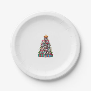 Funny French Bulldog Christmas Tree Santa Hat Snow Paper Plate