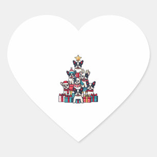 Funny French Bulldog Christmas Tree Snowflakes San Heart Sticker