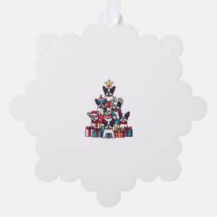 Funny French Bulldog Christmas Tree Snowflakes San Ornament Card