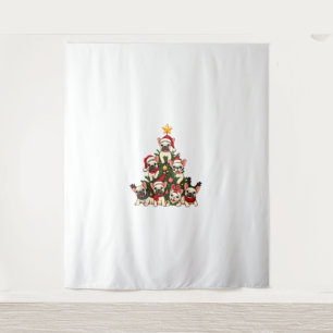 Funny French Bulldog Christmas Tree Snowflakes San Tapestry