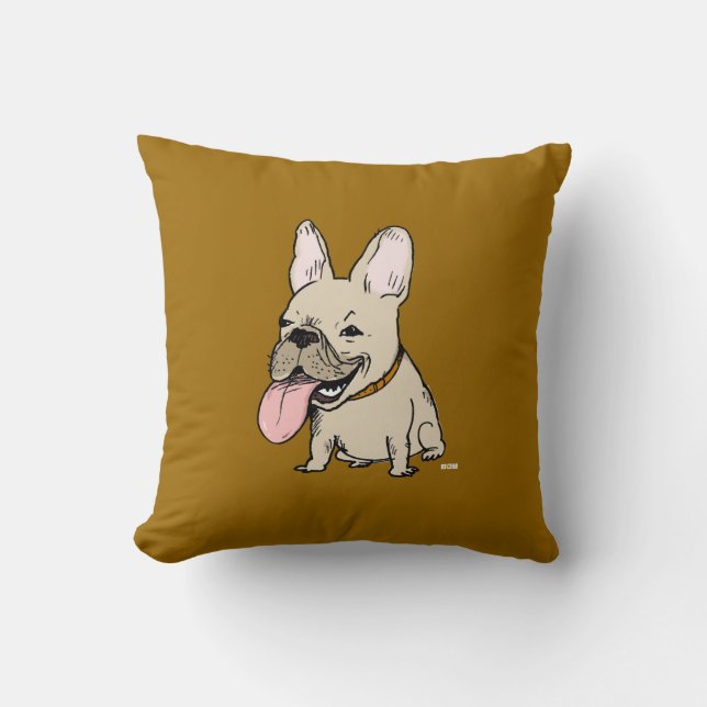 Funny French Bulldog - Colour Customizable Throw Pillow (Front)