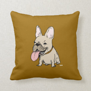 Funny French Bulldog - Colour Customizable Throw Pillow