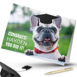 Funny French Bulldog Dog Photo Graduation  Card<br><div class="desc">The PAWfect graduation card for all dog lovers. The front features an adorable French Bulldog wearing a graduation cap and text that reads "Congrats - NAME - You Did It!" You can upload your own dog photo and customize all the text. The inside features a small black graduation cap and...</div>