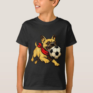 Funny French Bulldog Dog Playing Soccer Game Day  T-Shirt