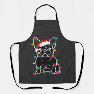 Funny French Bulldog Dog Tree Christmas Lights Xma Apron