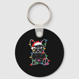 Funny French Bulldog Dog Tree Christmas Lights Xma Keychain