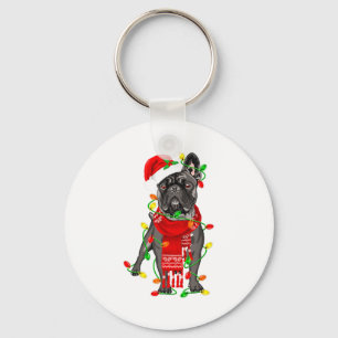 Funny French Bulldog Dog Tree Christmas Lights Xma Keychain