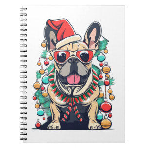 Funny French Bulldog Dog Tree Christmas Lights Xma Notebook