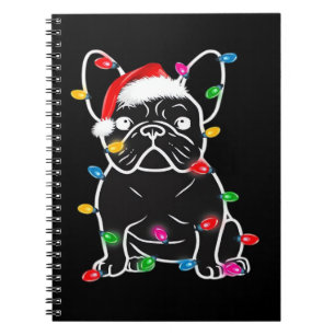 Funny French Bulldog Dog Tree Christmas Lights Xma Notebook