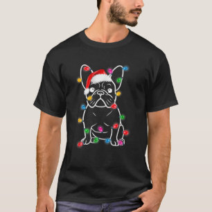 Funny French Bulldog Dog Tree Christmas Lights Xma T-Shirt