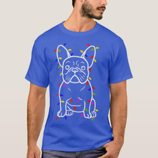 Funny French Bulldog Dog Tree Christmas Lights Xma T-Shirt