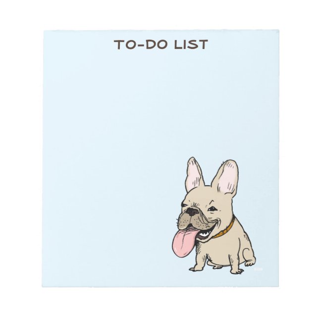 Funny French Bulldog Drawing Frenchie Custom Text Notepad (Front)