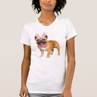 Funny French Bulldog Easter Bunny Ears Pink Glasse T-Shirt