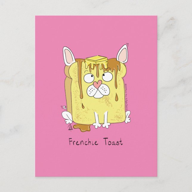 Funny French Bulldog Frenchie Dog Cartoon Postcard (Front)