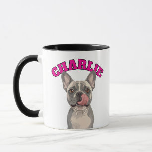 Funny French Bulldog Frenchie Licking Nose Art Mug