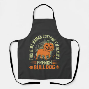 Funny French Bulldog Halloween Human Costume Desig Apron