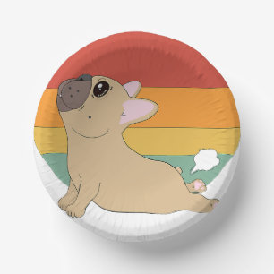 Funny French Bulldog In Yoga Pose Paper Plate