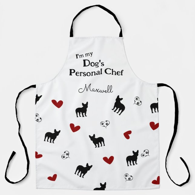 Funny French Bulldog Pattern Personalized Apron (Front)