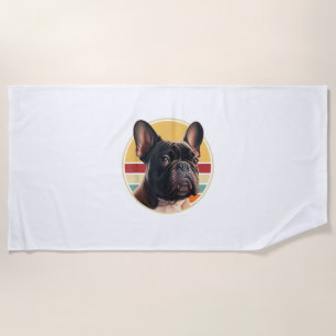 Funny French Bulldog Retro Outfits Clothes Cute Fr Beach Towel