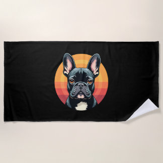 Funny French Bulldog Retro Outfits Clothes Cute Fr Beach Towel