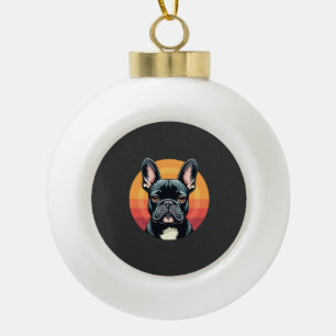 Funny French Bulldog Retro Outfits Clothes Cute Fr Ceramic Ball Christmas Ornament