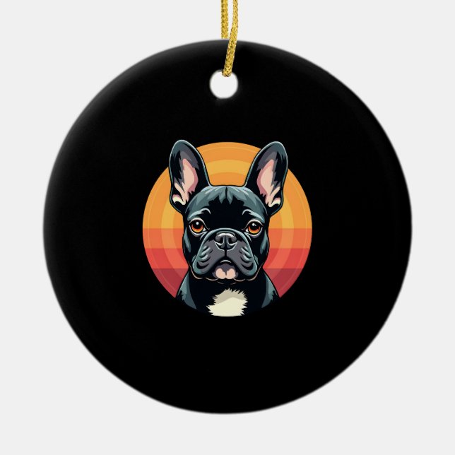 Funny French Bulldog Retro Outfits Clothes Cute Fr Ceramic Ornament (Front)