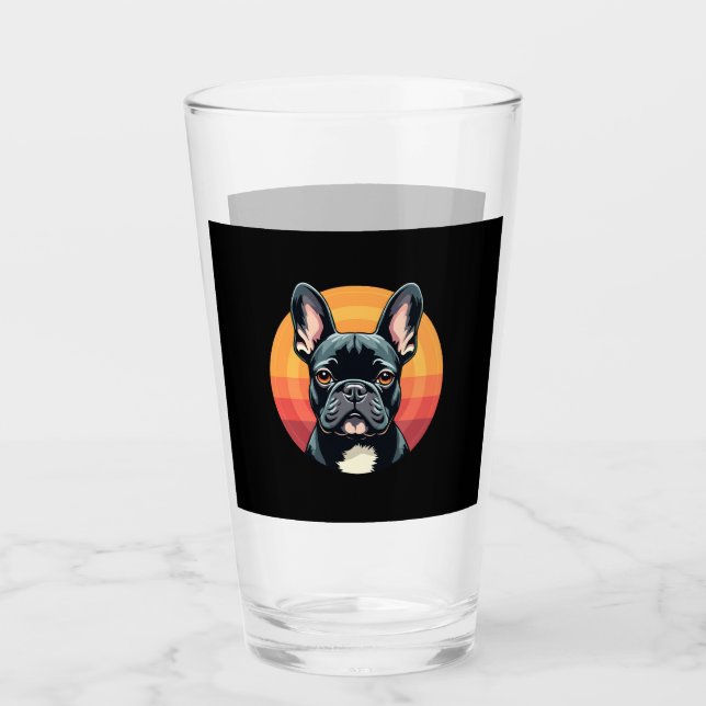 Funny French Bulldog Retro Outfits Clothes Cute Fr Glass (Front)