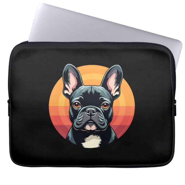 Funny French Bulldog Retro Outfits Clothes Cute Fr Laptop Sleeve (Front)