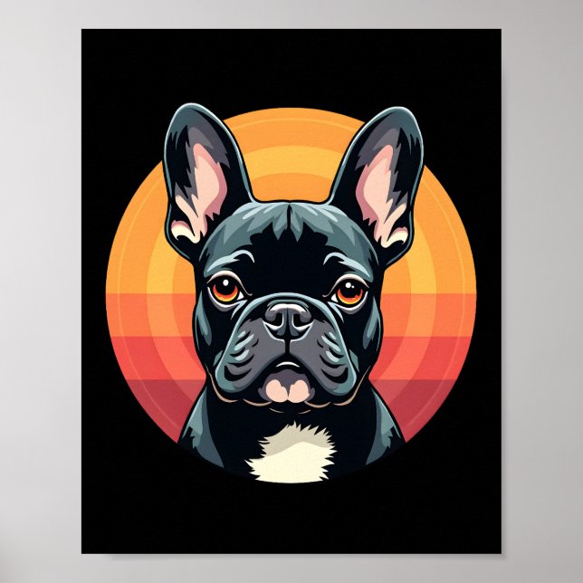 Funny French Bulldog Retro Outfits Clothes Cute Fr Poster (Front)