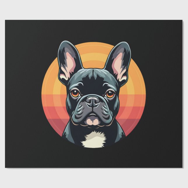 Funny French Bulldog Retro Outfits Clothes Cute Fr Wrapping Paper (Flat)
