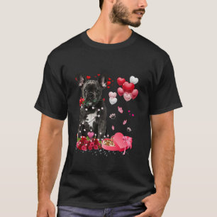 Funny French Bulldog Rose Heart Happy Valentine Da T-Shirt