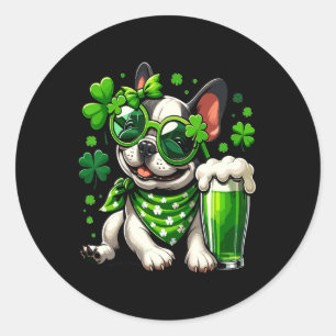 Funny French Bulldog St. Patricks  Classic Round Sticker
