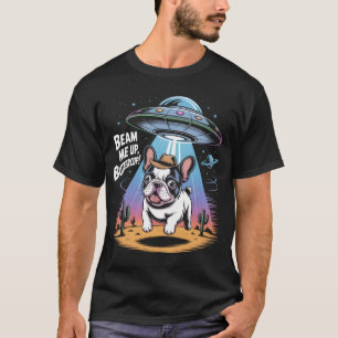 Funny French Bulldog UFO Alien Abduction T-Shirt