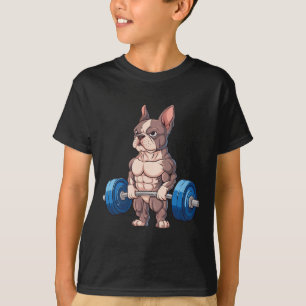 Funny French Bulldog Weightlifting Bodybuilding Gy T-Shirt