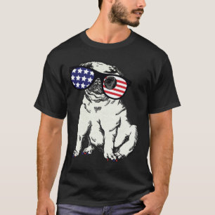 Funny French Bulldog With American Glasses T-Shirt