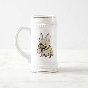 Funny French Bulldog with Huge Tongue Sticking Out Beer Stein