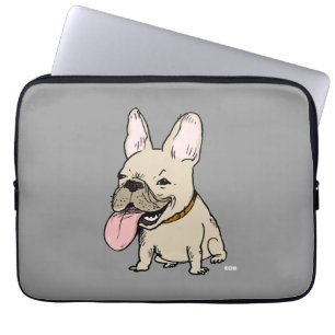 Funny French Bulldog with Huge Tongue Sticking Out Laptop Sleeve