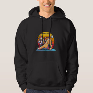 Funny French Bulldog Yoga Pose Retro Sunset Dog Ar Hoodie
