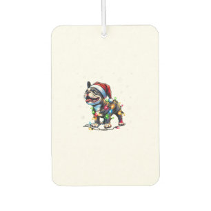 Funny French Bulldogs Christmas Santa Hat Lights S Air Freshener