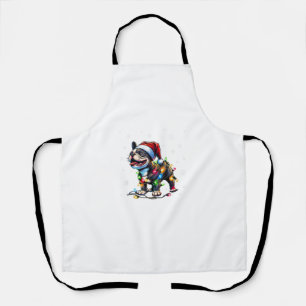 Funny French Bulldogs Christmas Santa Hat Lights S Apron