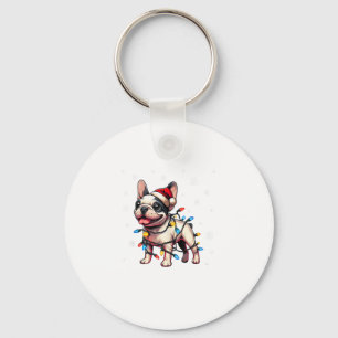 Funny French Bulldogs Christmas Santa Hat Lights S Keychain